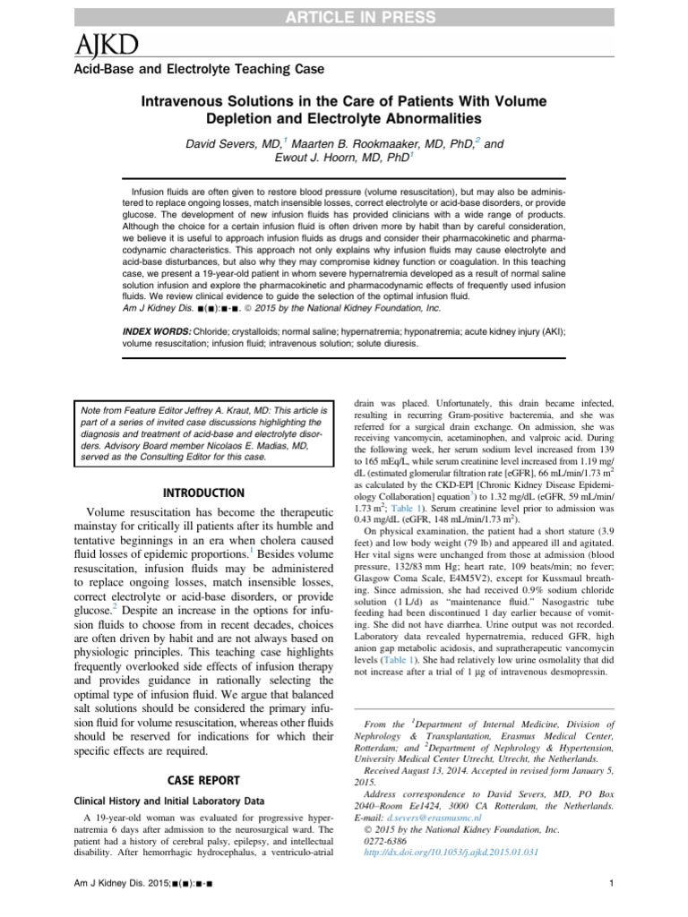 Infusion Fluids in Electrolyte Disorders | PDF | Intravenous Therapy ...
