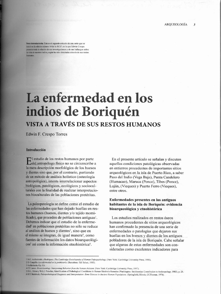 La Enfermedad en Los Indios de Boriquen Edwin Crespo | PDF