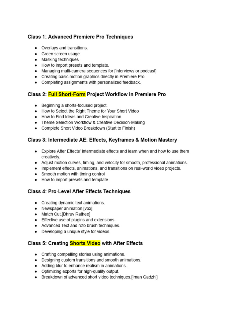Advanced Video Editing Techniques Course | PDF | 3 D Computer Graphics ...