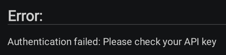 Error:: Authentication Failed: Please Check Your API Key | PDF