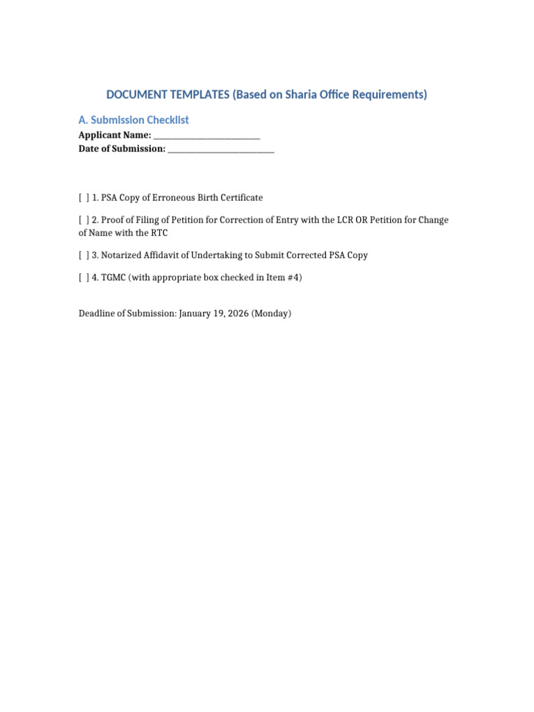 Sharia Office Document Submission Guide | PDF