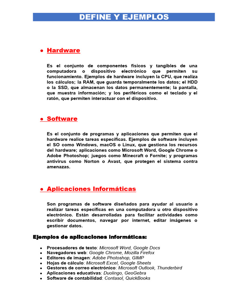 Hardware y Software: Guía Completa | PDF | Hardware de la computadora ...
