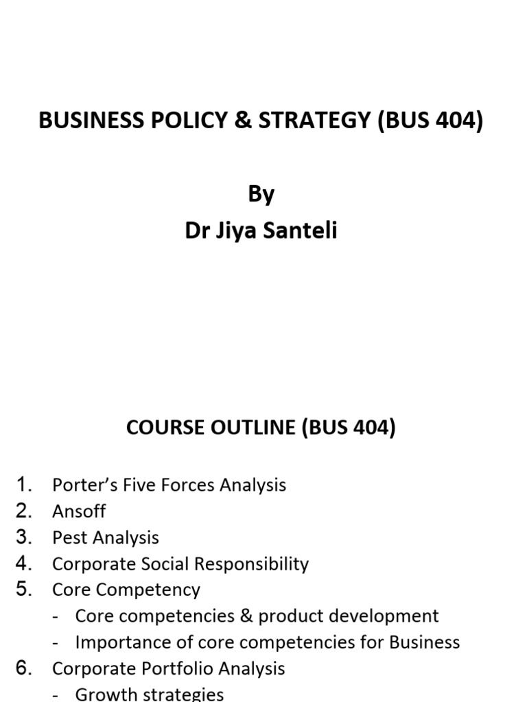 Business Policy & Strategy Overview | PDF | Corporate Social ...