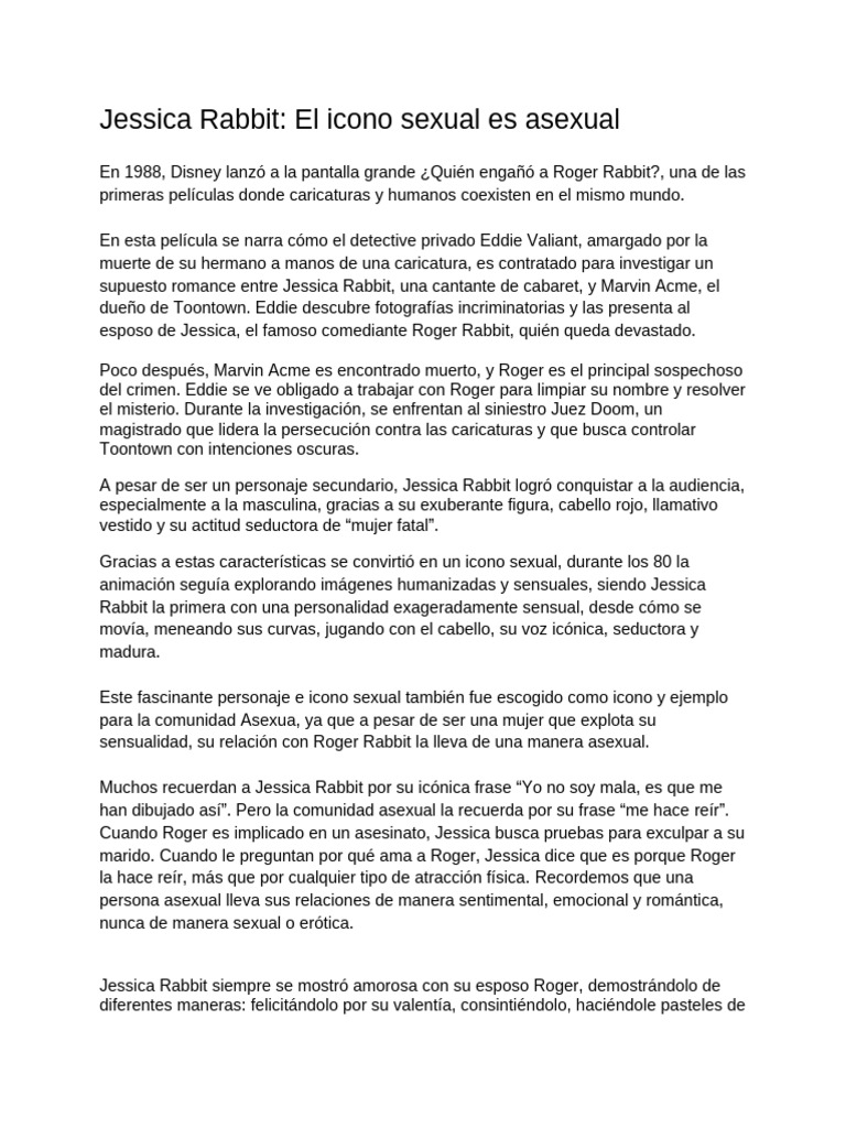 Jessica Rabbit: Icono Asexual y Sexy | PDF | La sexualidad humana