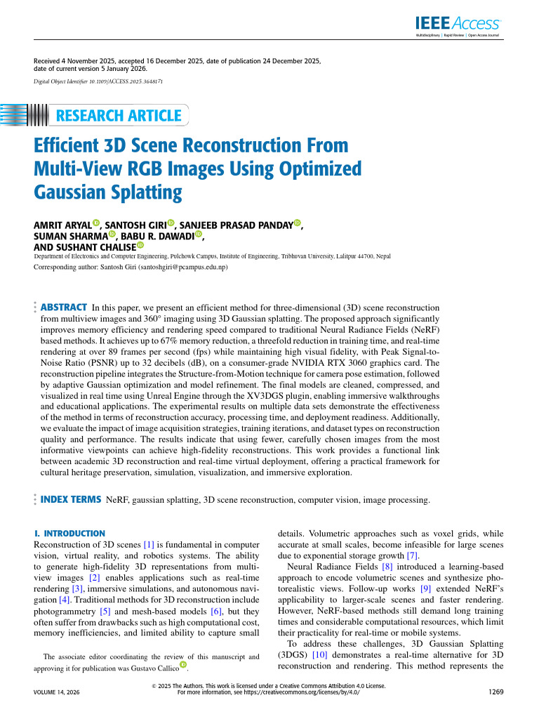 Optimized 3D Scene Reconstruction via Gaussian Splatting | PDF ...