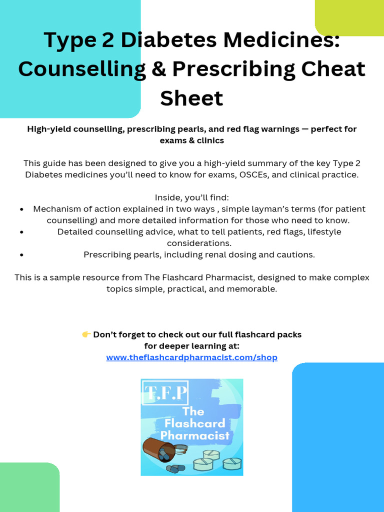 Type 2 Diabetes Meds: Cheat Sheet Guide | PDF | Insulin | Medical ...