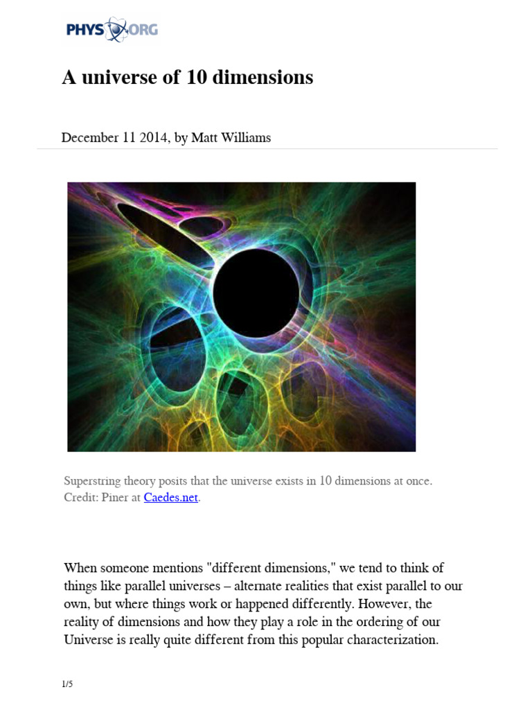 Understanding 10 Dimensions in Superstring Theory | PDF | Dimension ...