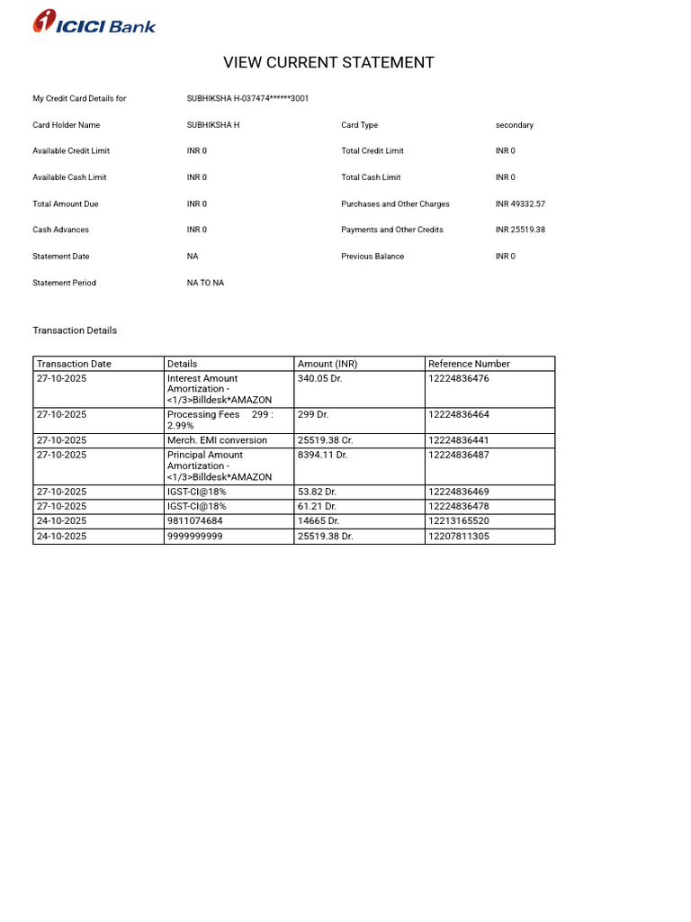 Credit Card Statement Overview | PDF
