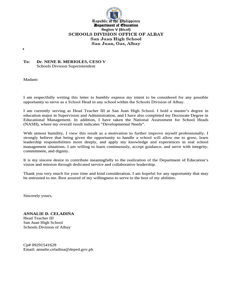 Application for School Head Position | PDF