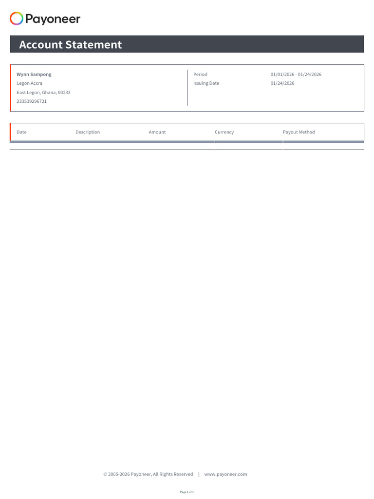 Account Statement for Wynn Sampong | PDF