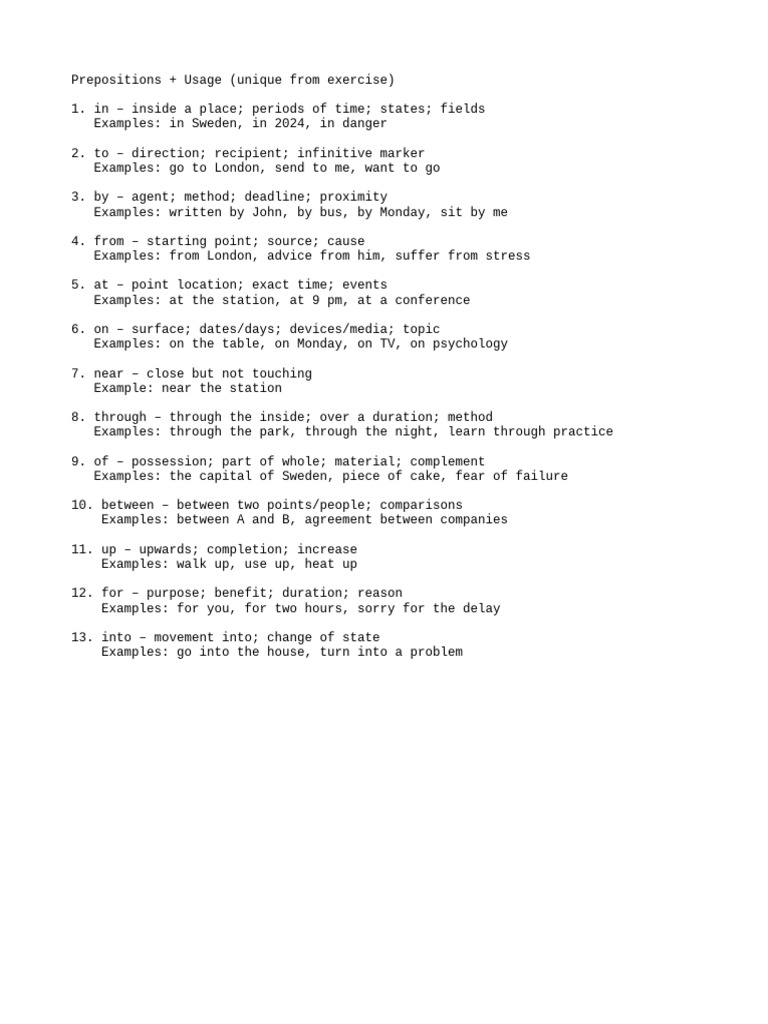Essential Prepositions and Their Usage | PDF