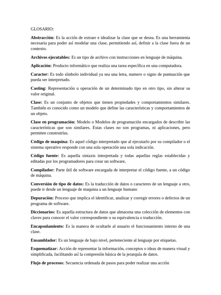 Glosario de Términos de Programación | PDF | Lenguaje de programación ...