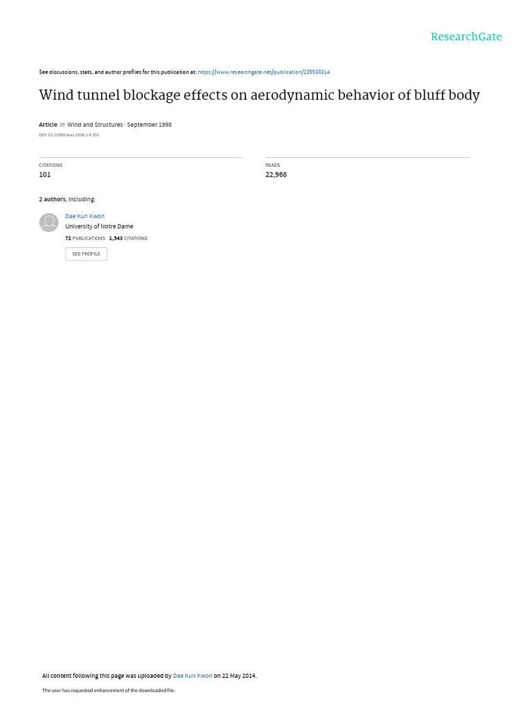 Wind Tunnel Blockage Effects on Bluff Bodies | PDF