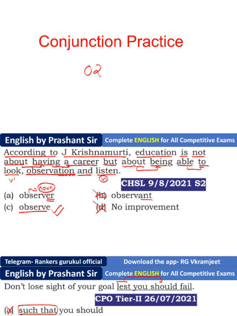 16 Conjunction Conjunction Practice 02 Class Notes PDF??? ???? | PDF
