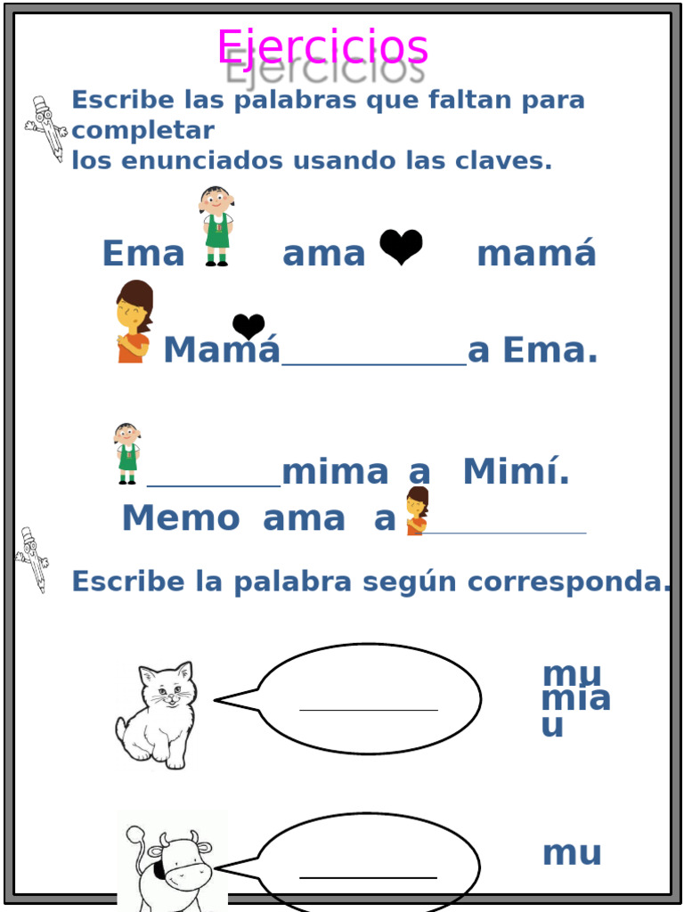 Ejercicios de Lenguaje y Sílabas para Niños | PDF