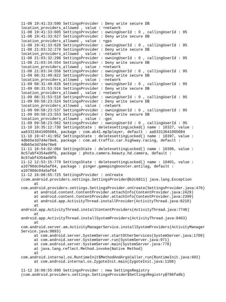 Secure DB Location Provider Logs | PDF | Java (Programming Language ...