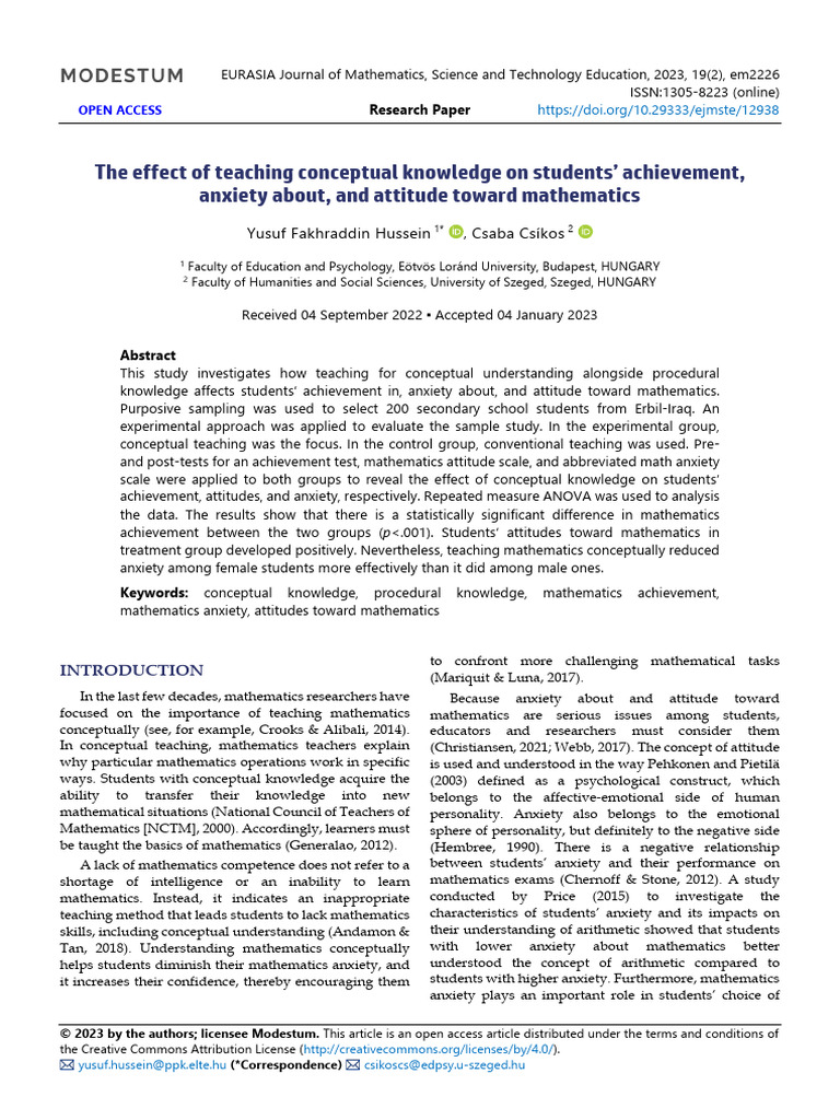Impact of Conceptual Teaching on Math | PDF | Mathematics | Science