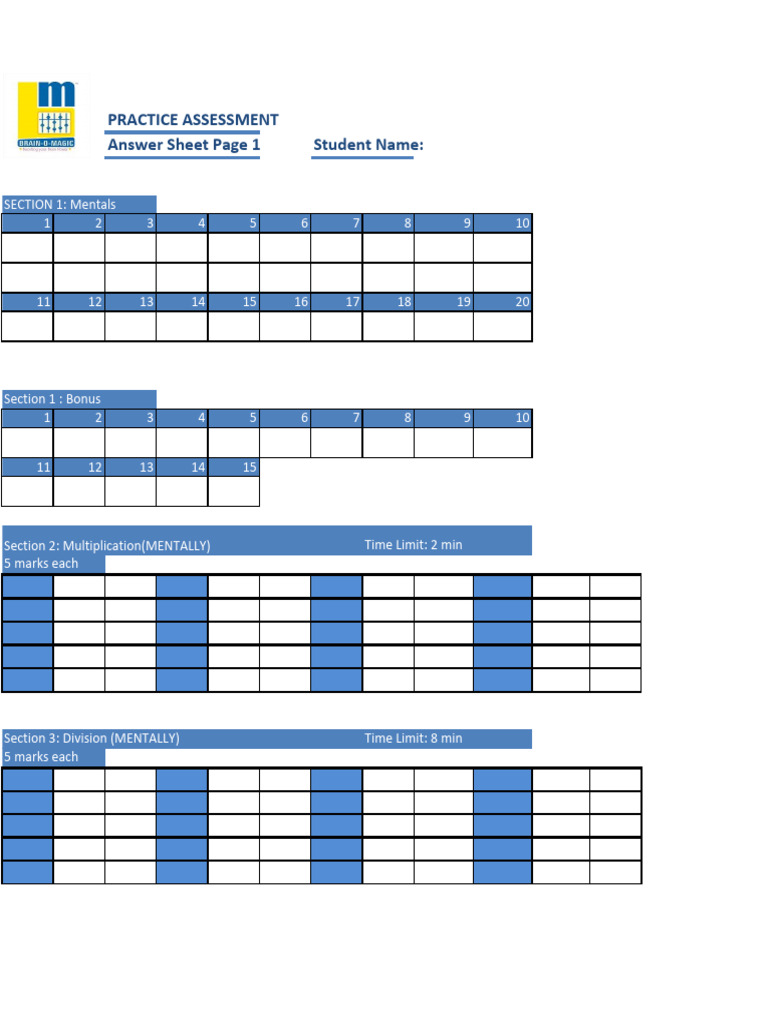 Mental Math Practice Assessment | PDF
