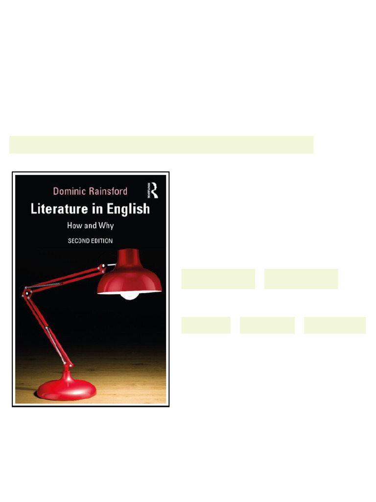 Literature in English How and Why 2nd Edition Dominic Rainsford full ...