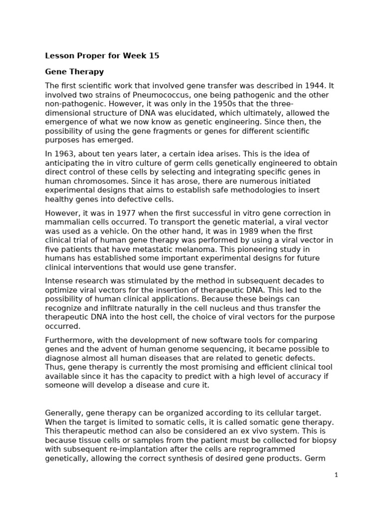 Overview of Gene Therapy Concepts | PDF | Gene Therapy | Stem Cell