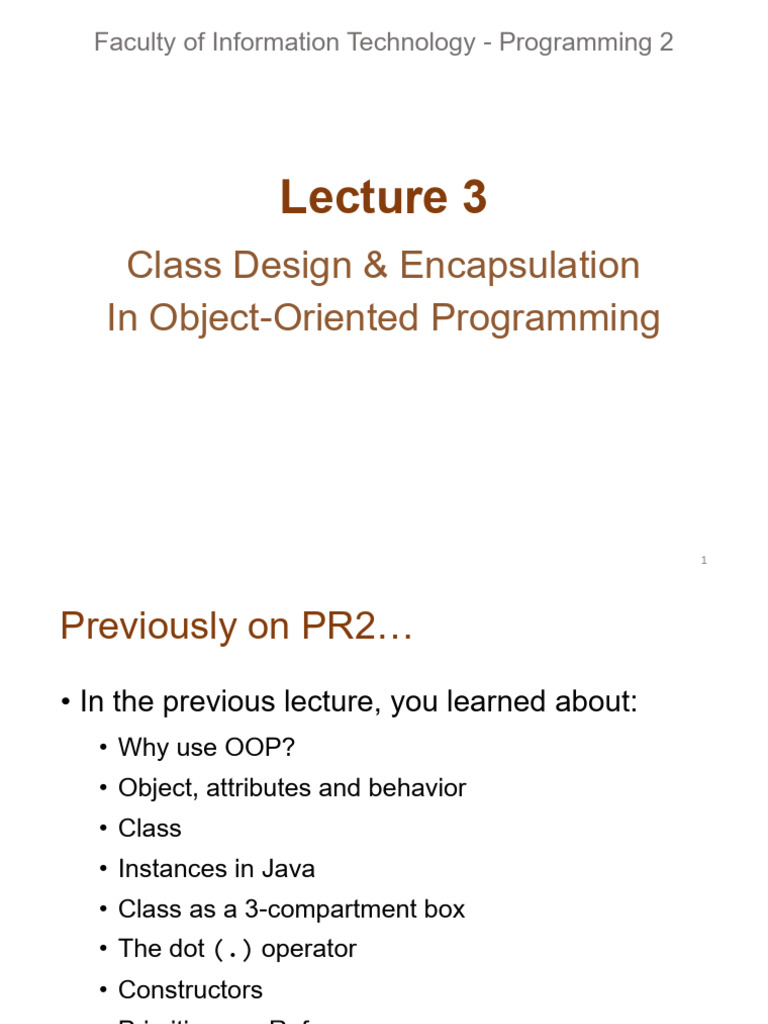 Class Design and Encapsulation in OOP | PDF | Programming | Constructor ...