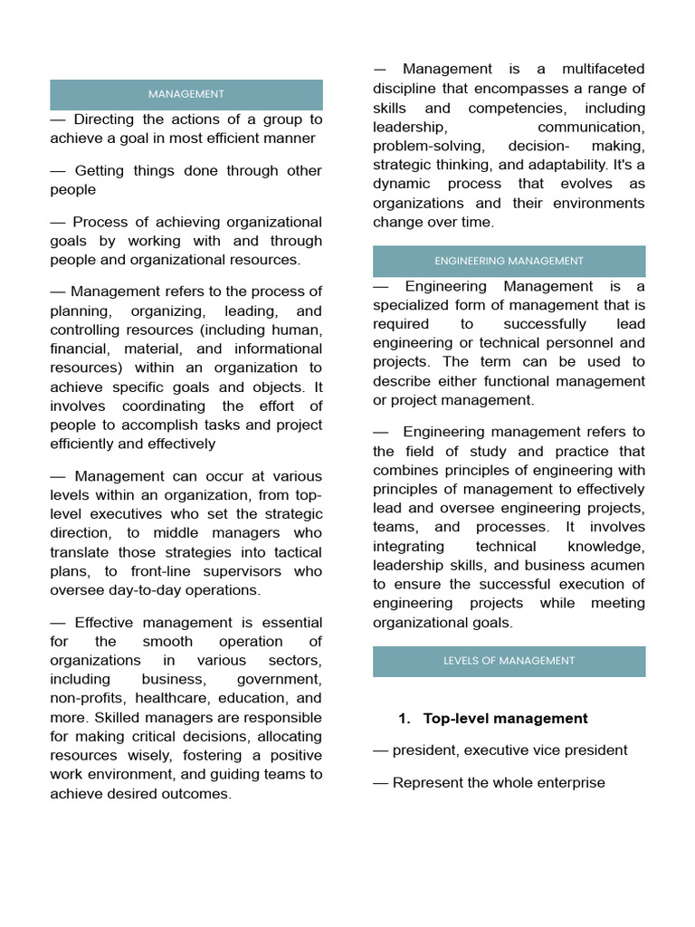Overview of Management Principles | PDF | Leadership | Motivation