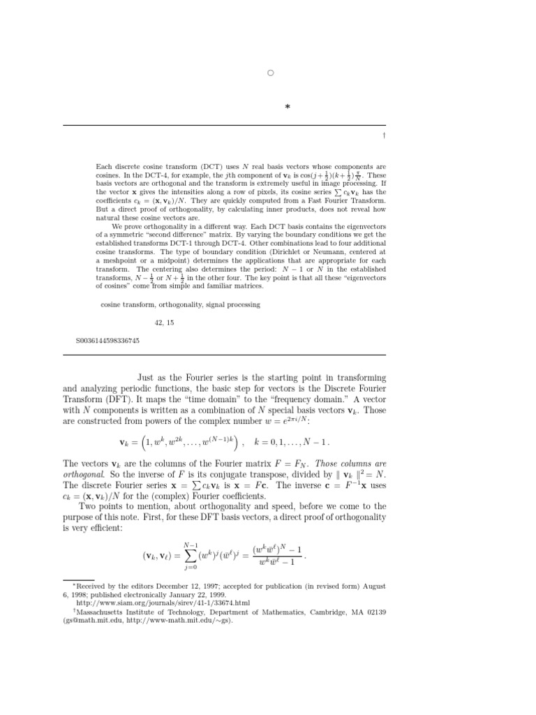 Understanding the Discrete Cosine Transform | PDF | Eigenvalues And ...