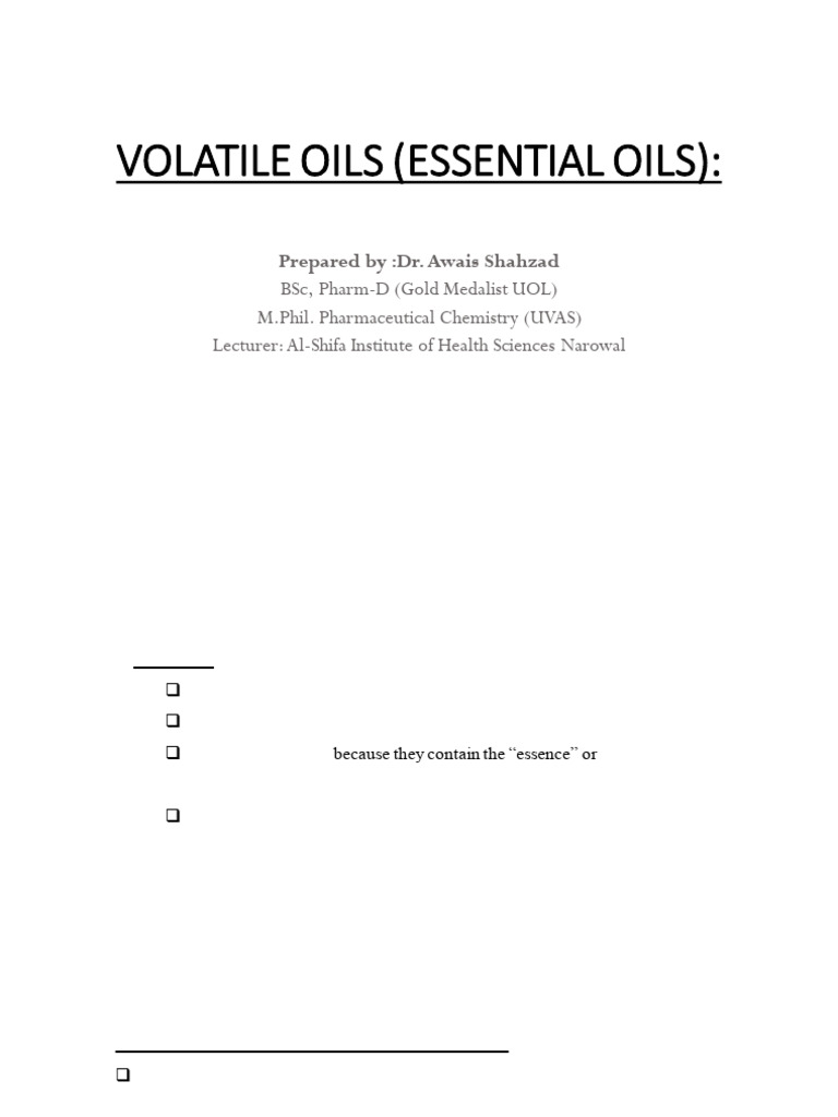 7 Volatile Oil | PDF | Essential Oil