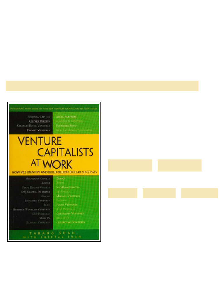Venture capitalists at work : how VCs identify and build billion-dollar ...