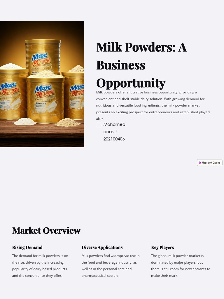 Milk Powder Market: Business Insights | PDF | Milk | Powdered Milk
