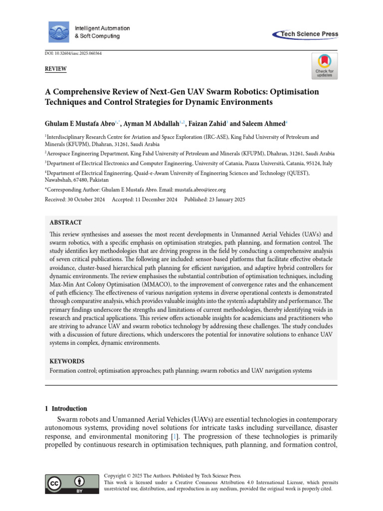 Next-Gen UAV Swarm Robotics Review | PDF | Unmanned Aerial Vehicle ...