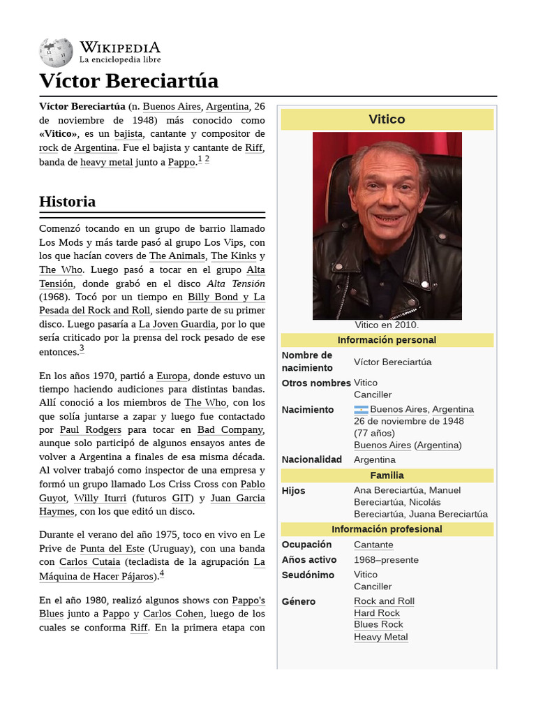 Biografía de Vitico, ícono del rock argentino | PDF | La música rock ...