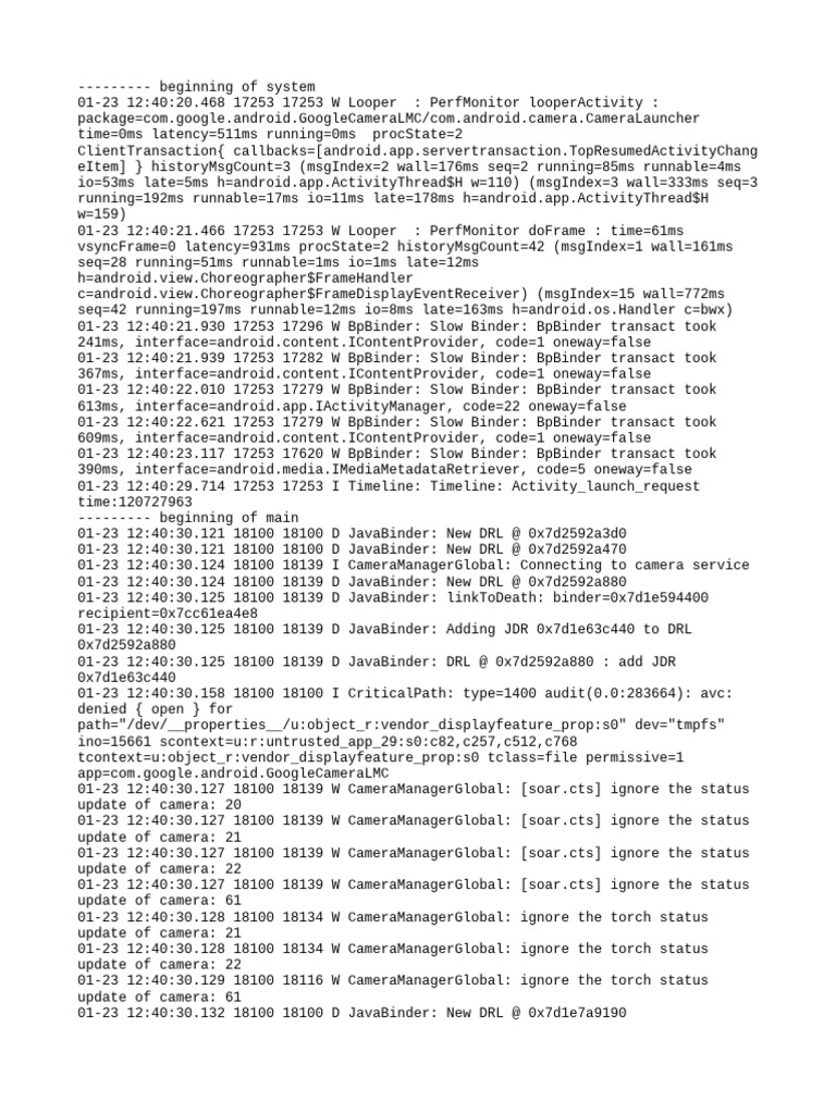 Camera Performance Log Analysis | PDF | Computing | Computer Engineering
