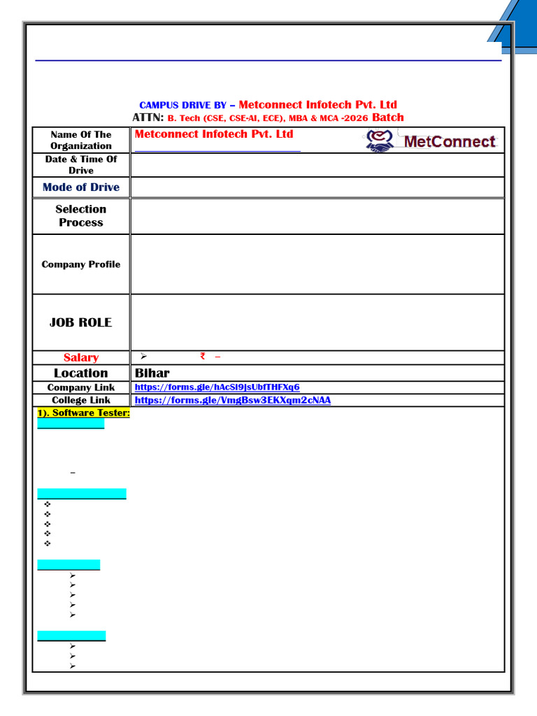 Metconnect Campus Drive 2026 Opportunities | PDF | Artificial ...