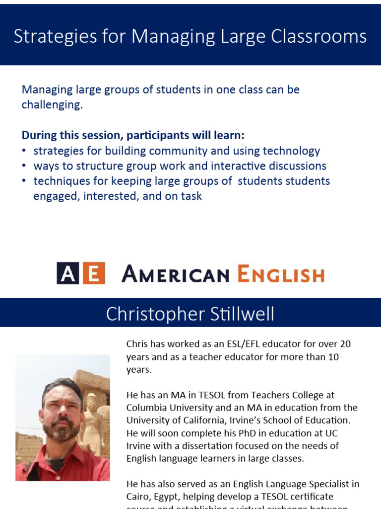 Effective Strategies for Large Classrooms | PDF | English As A Second ...