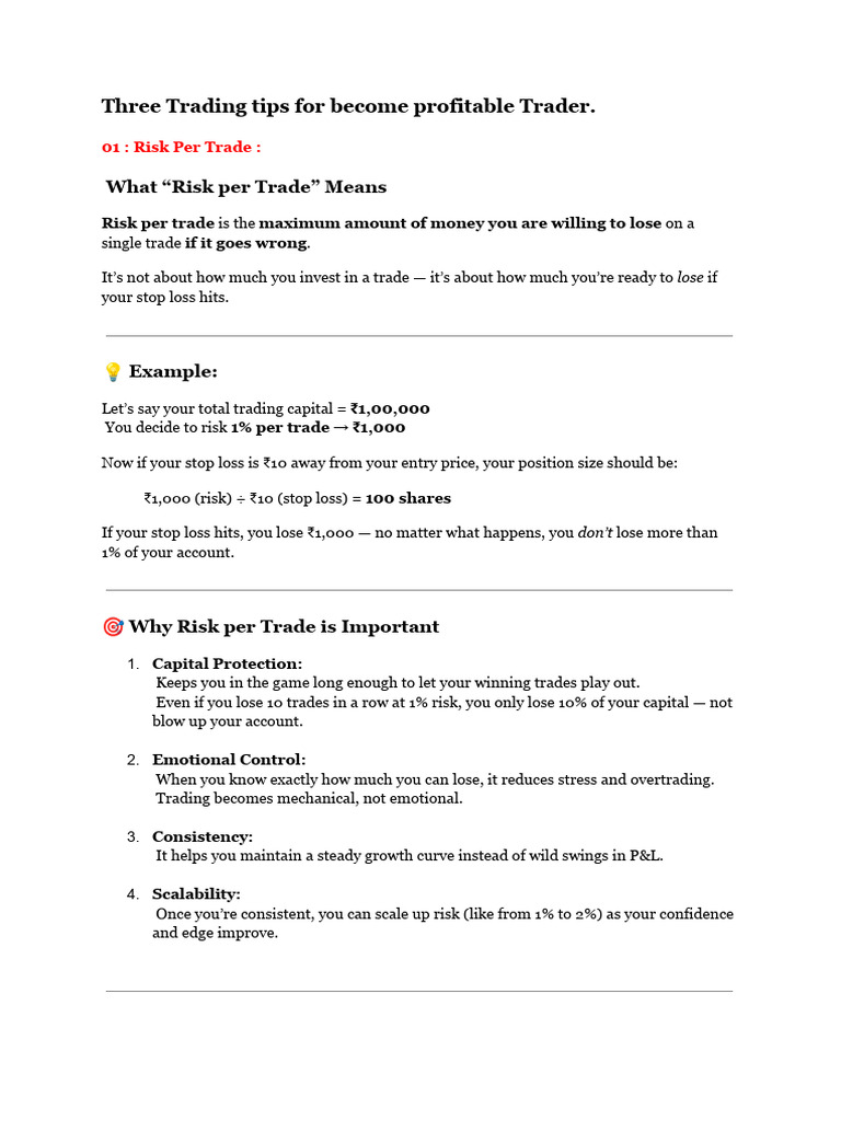 3 Essential Tips for Profitable Trading | PDF | Risk | Algorithmic Trading