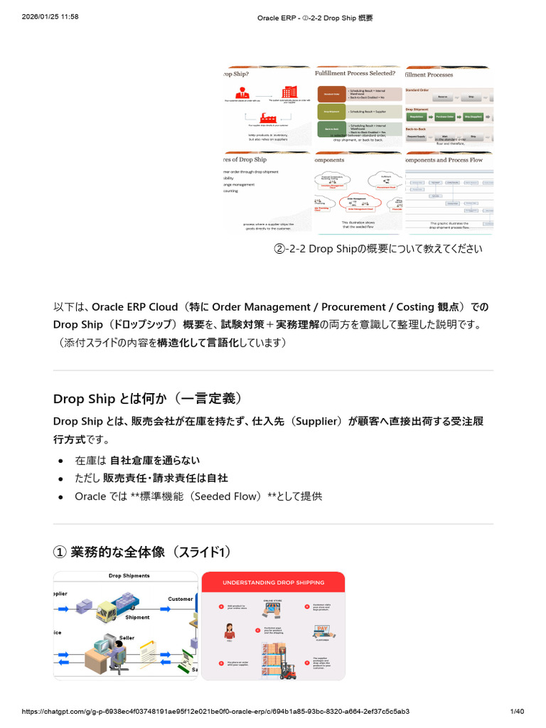 Oracle ERP - -2-2 Drop Ship 概要 | PDF