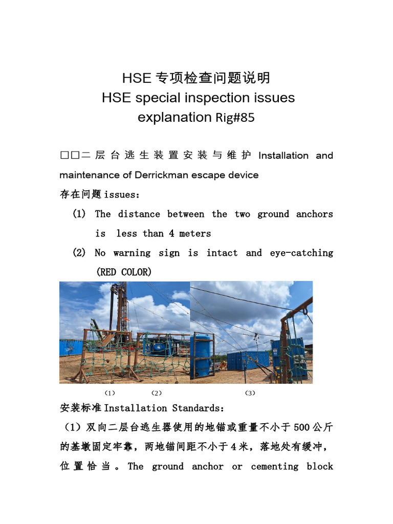 HSE Inspection Issues and Standards | PDF | Rope | Equipment