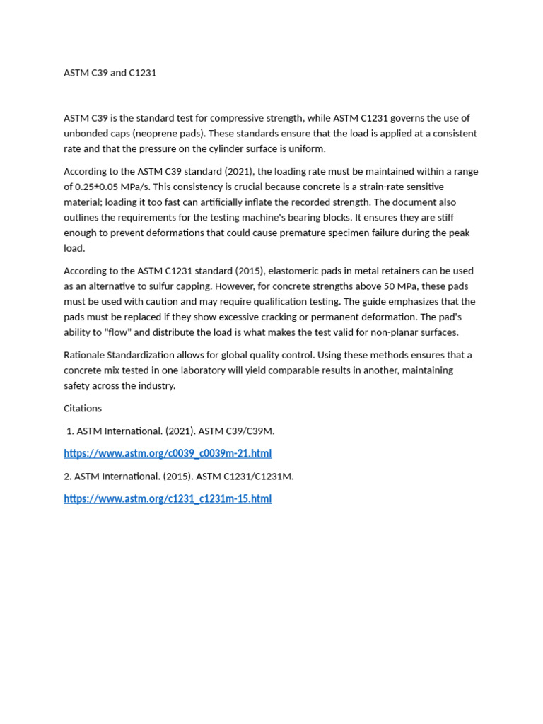 ASTM C39 and C1231 Testing Standards | PDF