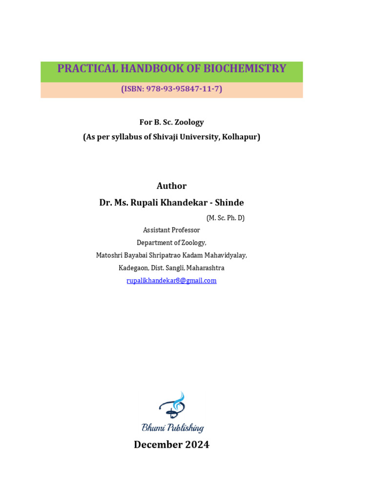 Biochemistry Practical Handbook for B.Sc. | PDF | Staining