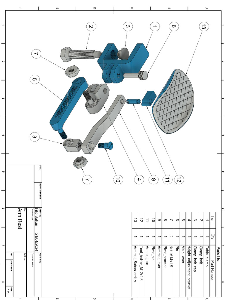 Arm Rest Parts List and Details | PDF