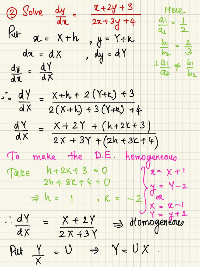 Homogeneous Differential Equation Solution | PDF | Equations ...