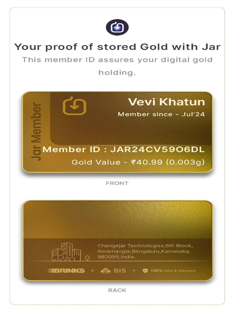 Jar Membership Card | PDF