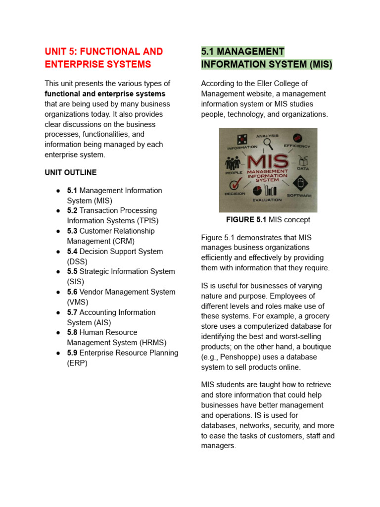 Overview of Functional Systems in Business | PDF | Customer ...