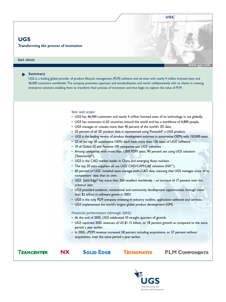 UGS: Leading PLM Solutions Provider | PDF | Product Lifecycle | Economies