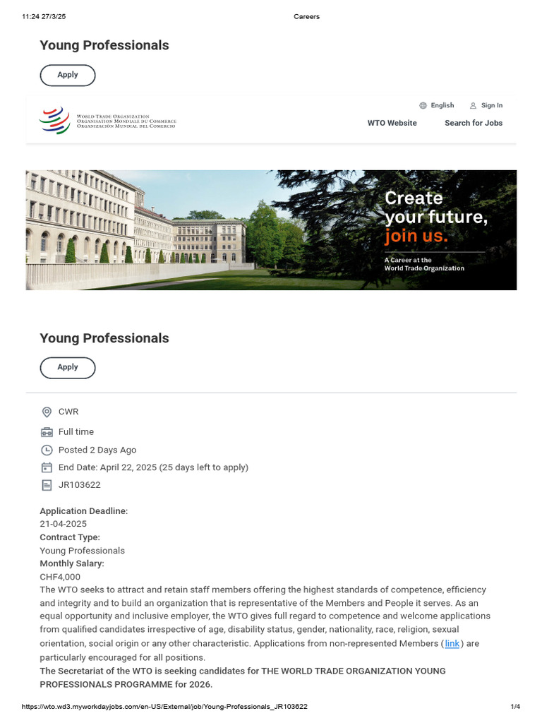 WTO Young Professionals Programme 2026 | PDF | World Trade Organization ...