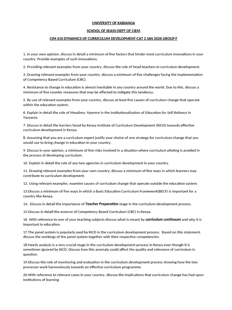 Curriculum Development Challenges in Kenya | PDF | Curriculum | Cognition