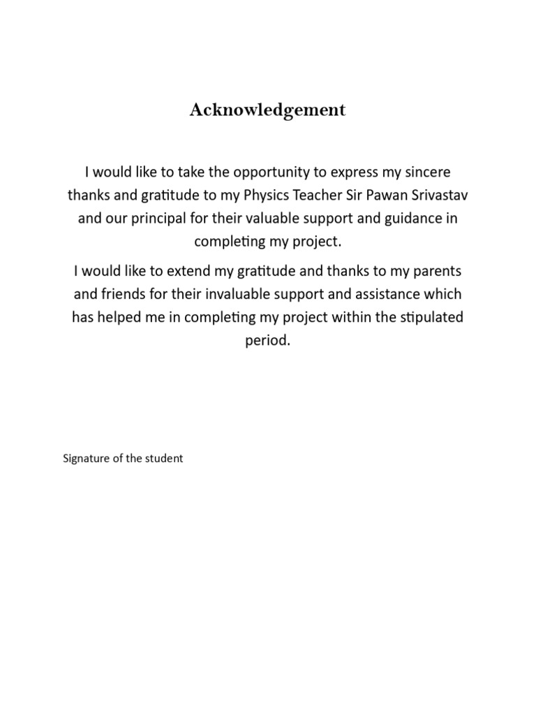Project Acknowledgements and Thanks | PDF