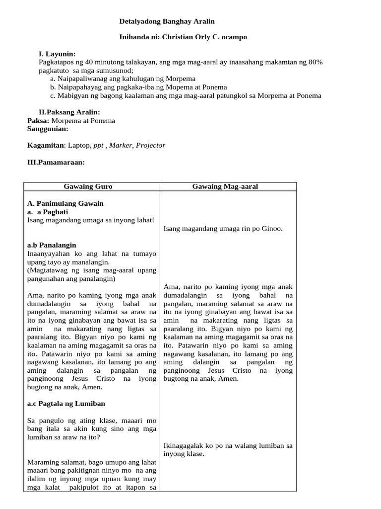 Banghay Aralin | PDF