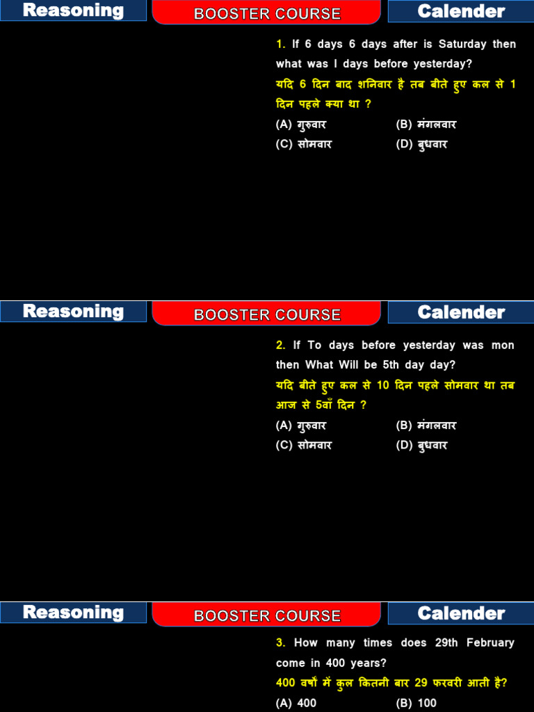 If 6 Days 6 Days After Is Saturday Then What Was I Days Before ...